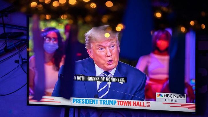 Donald Trump on a TV screen
